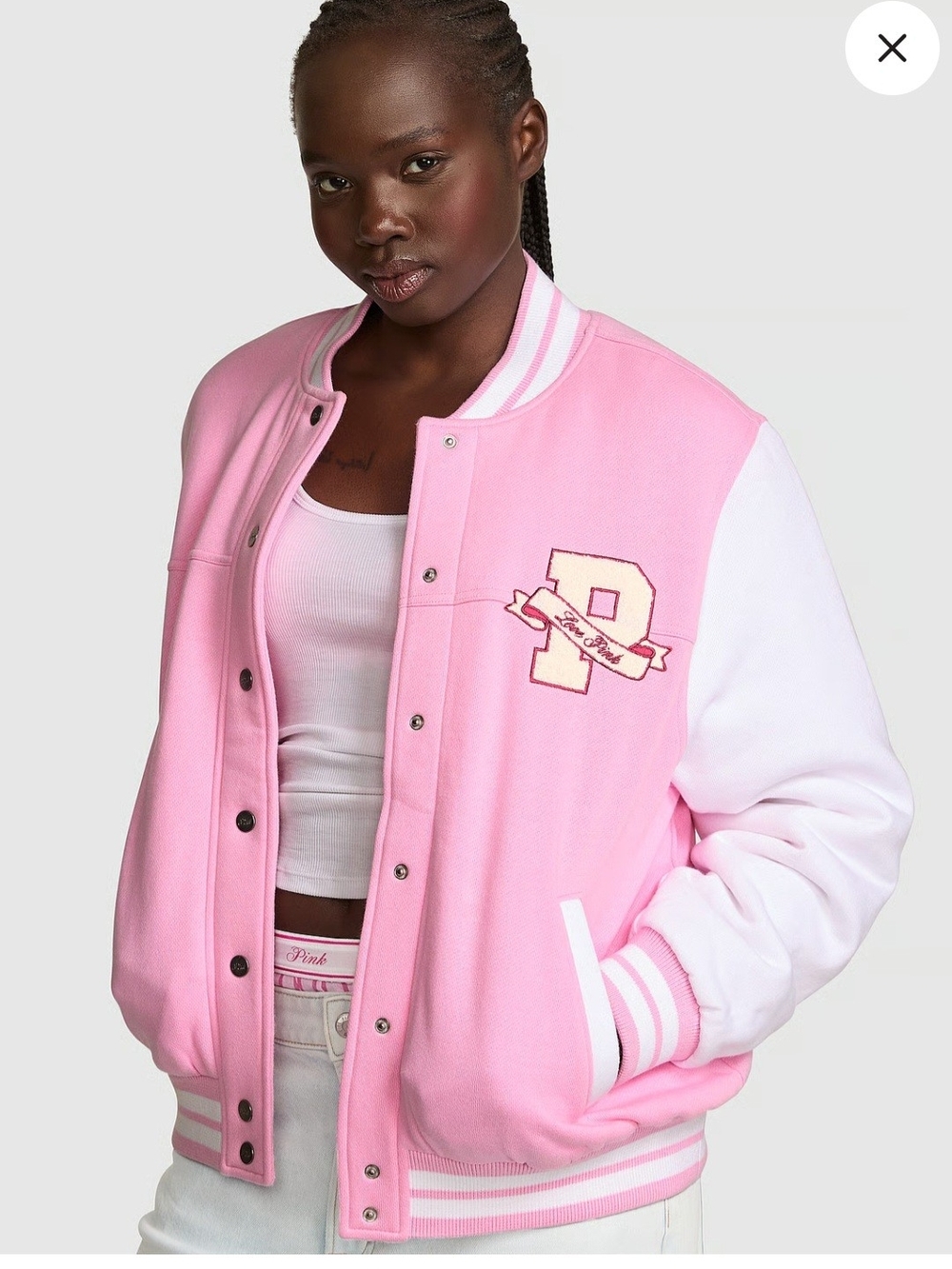 PINK Victoria's Secret Pink & White Varsity Jacket